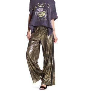 Free People Vegan Leather Metallic Track Pants